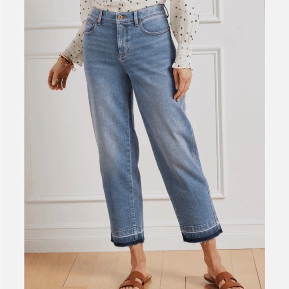 Talbots Denim - Talbots Raw Edge Released Hem Frayed Straight High Waist Ventura Ankle Jeans 2